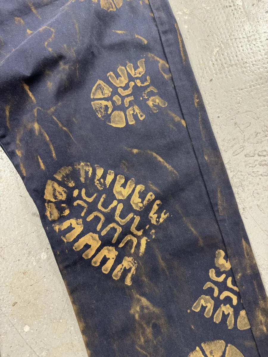 2000s Armani Navy & Orange Footprint Large Pants OWHQGGE 7