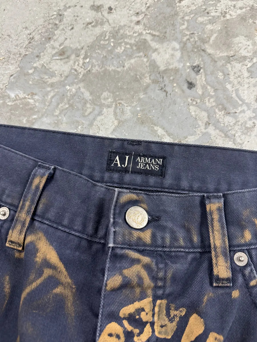 2000s Armani Navy & Orange Footprint Large Pants OWHQGGE 5