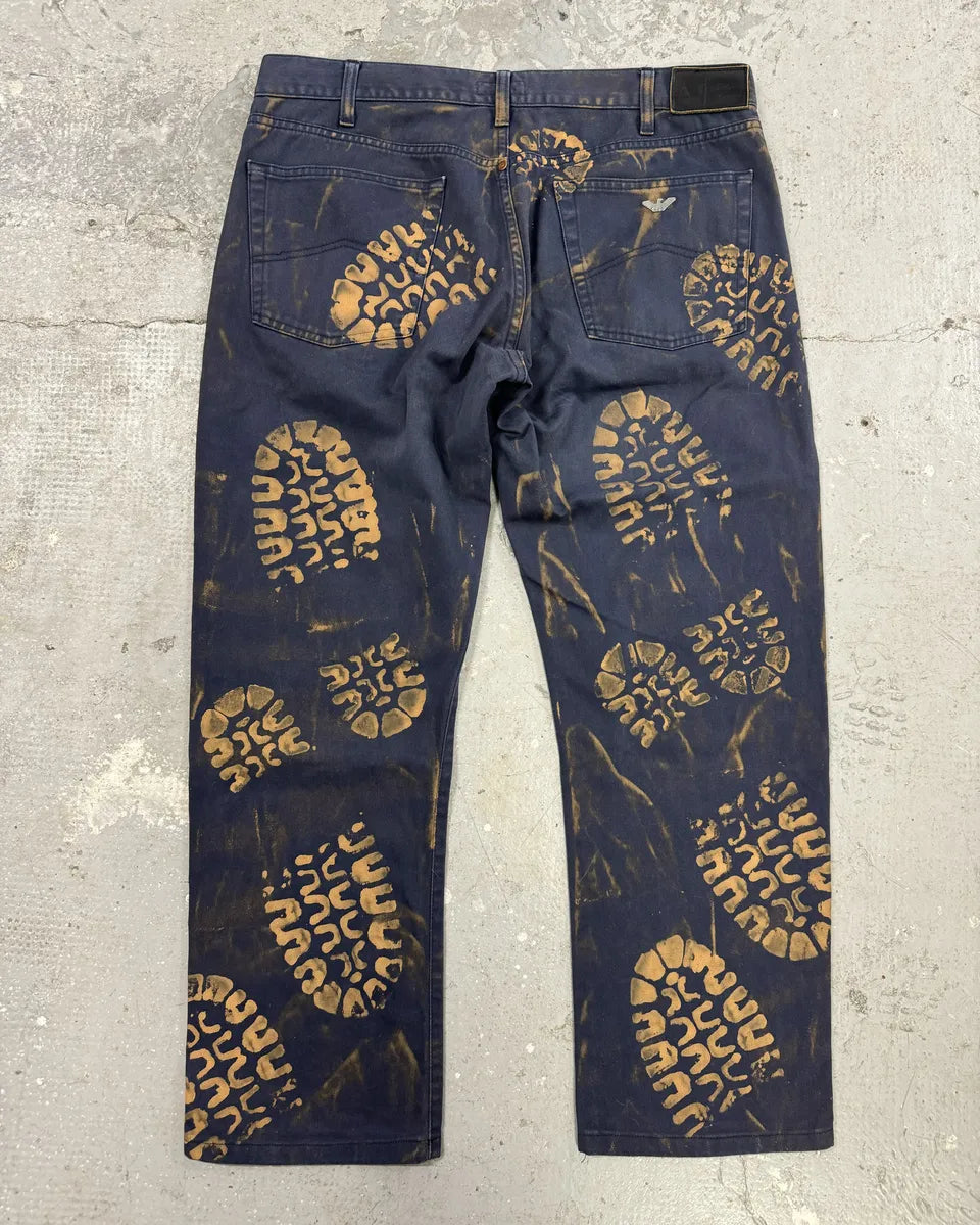 2000s Armani Navy & Orange Footprint Large Pants OWHQGGE 1