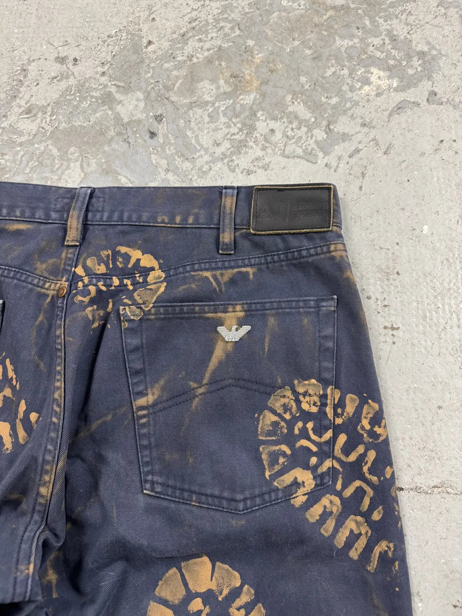 2000s Armani Navy & Orange Footprint Large Pants OWHQGGE 8