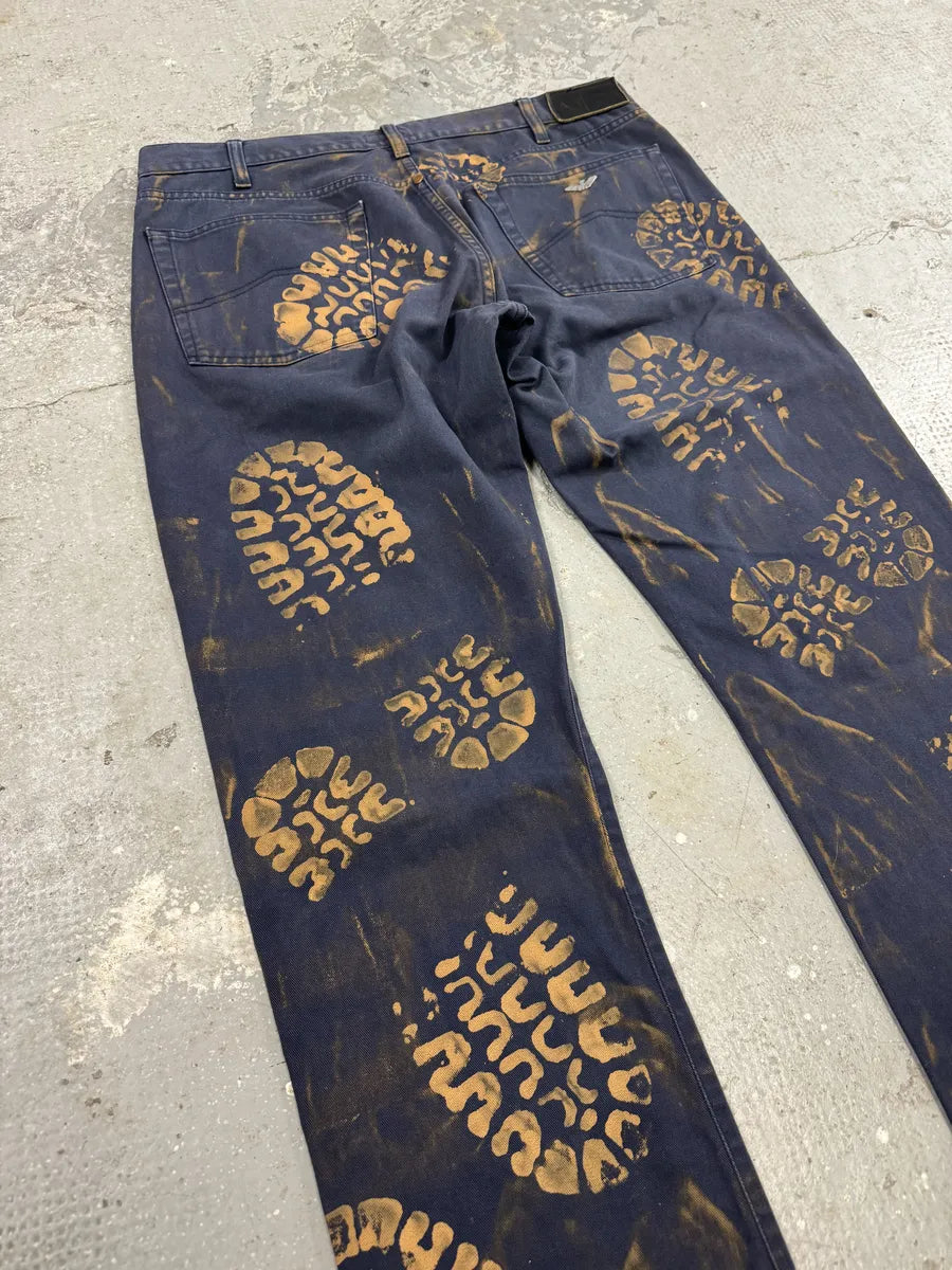 2000s Armani Navy & Orange Footprint Large Pants OWHQGGE 2