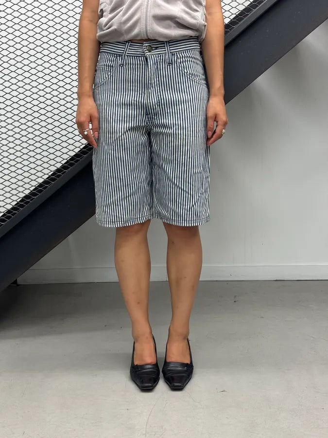 2000s Armani Navy & White Striped Marine Shorts mbjByWG 1