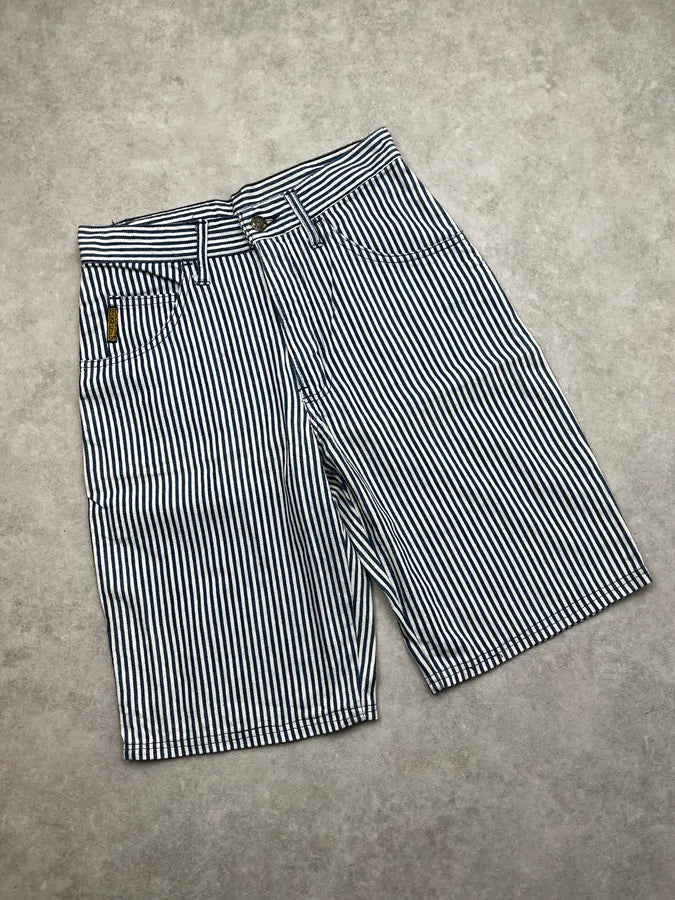2000s Armani Navy & White Striped Marine Shorts mbjByWG 4
