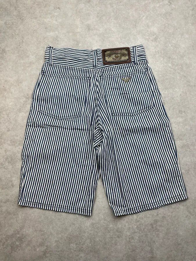 2000s Armani Navy & White Striped Marine Shorts mbjByWG 6