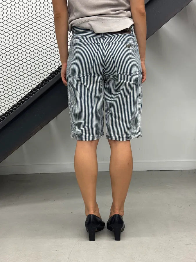 2000s Armani Navy & White Striped Marine Shorts mbjByWG 3