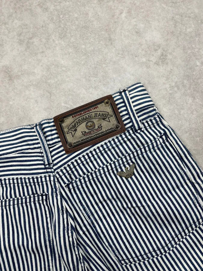 2000s Armani Navy & White Striped Marine Shorts mbjByWG 7