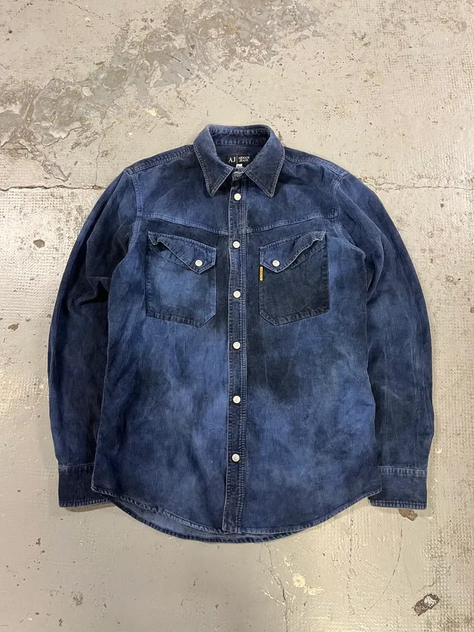 2000s Armani Navy Corduroy Shirt HDjbGSo 0