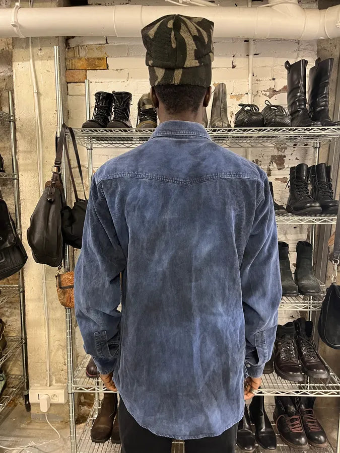2000s Armani Navy Corduroy Shirt HDjbGSo 2