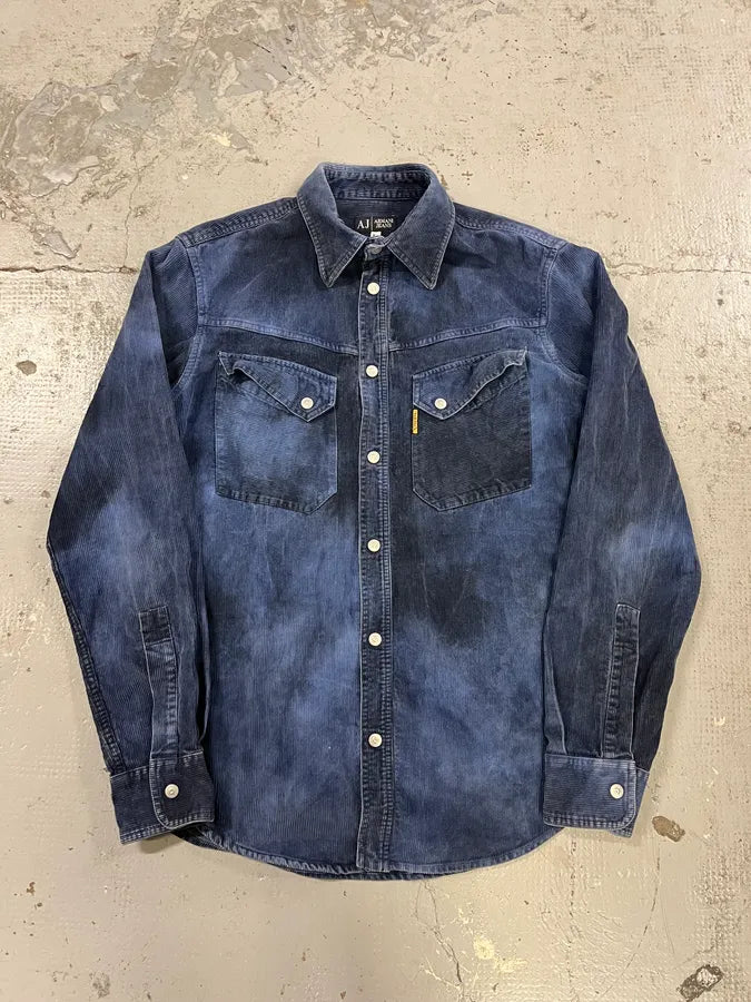 2000s Armani Navy Corduroy Shirt HDjbGSo 3