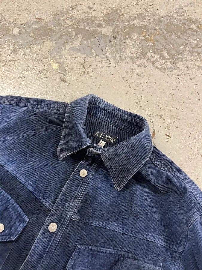 2000s Armani Navy Corduroy Shirt HDjbGSo 4