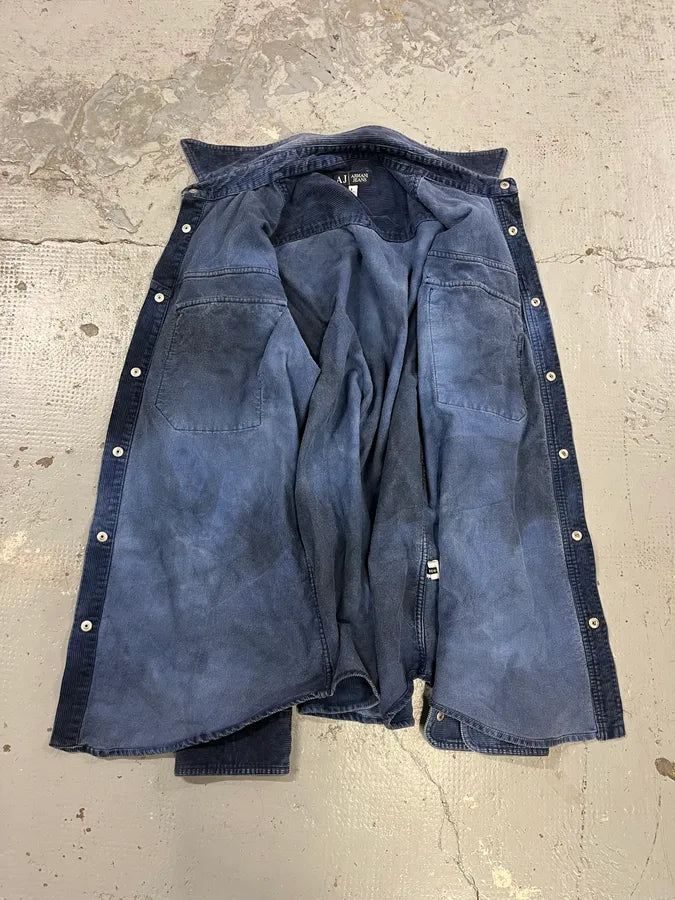 2000s Armani Navy Corduroy Shirt HDjbGSo 7