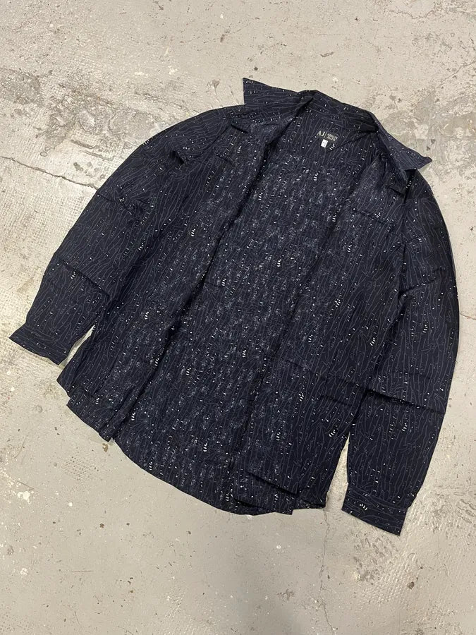 2000s Armani Navy Electrical Shirt (L) zbArxBS 4