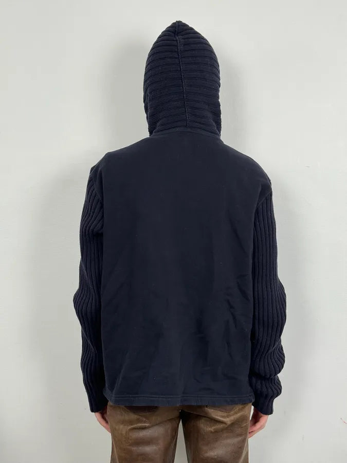 2000s Armani Navy Knit Hybrid Zip-up Hoodie ACWSdDQ 2