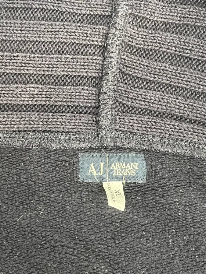 2000s Armani Navy Knit Hybrid Zip-up Hoodie ACWSdDQ 8