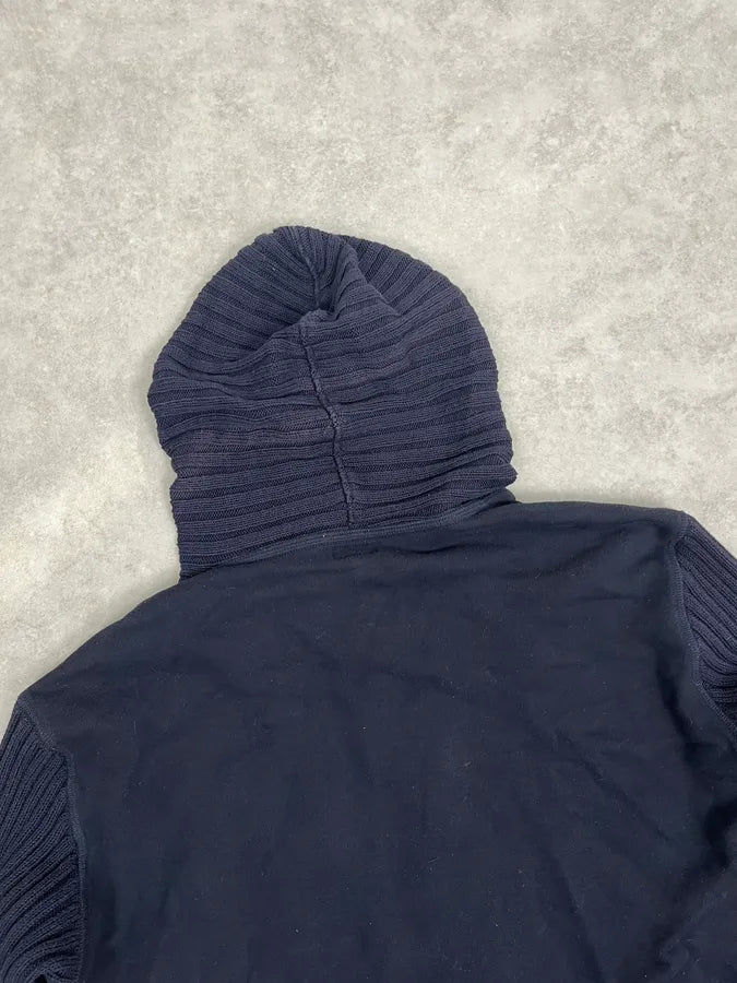 2000s Armani Navy Knit Hybrid Zip-up Hoodie ACWSdDQ 6