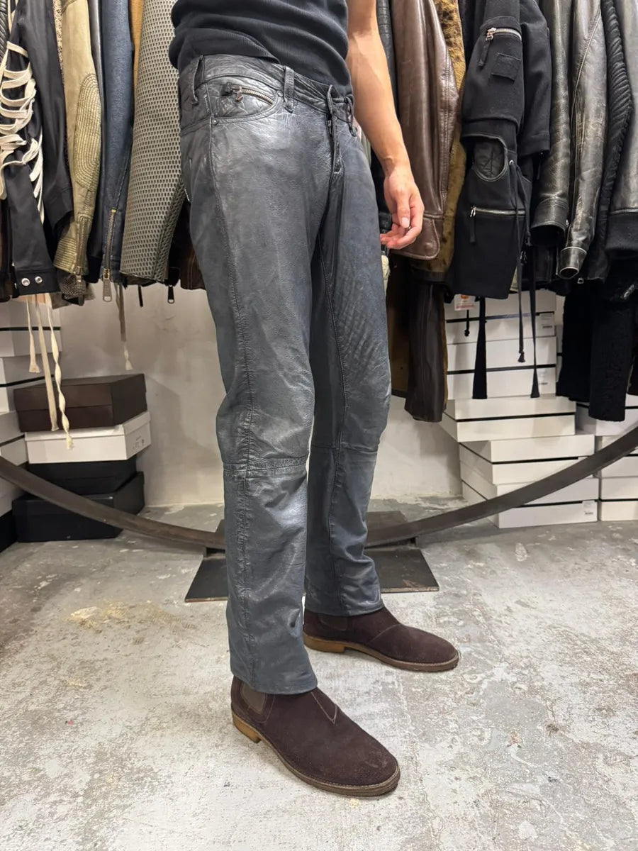 2000s Armani Navy Lamb Leather Slim Pants yeteaaJ 3