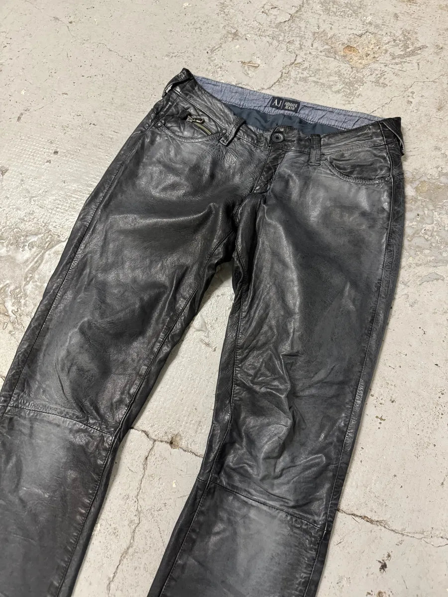 2000s Armani Navy Lamb Leather Slim Pants yeteaaJ 4