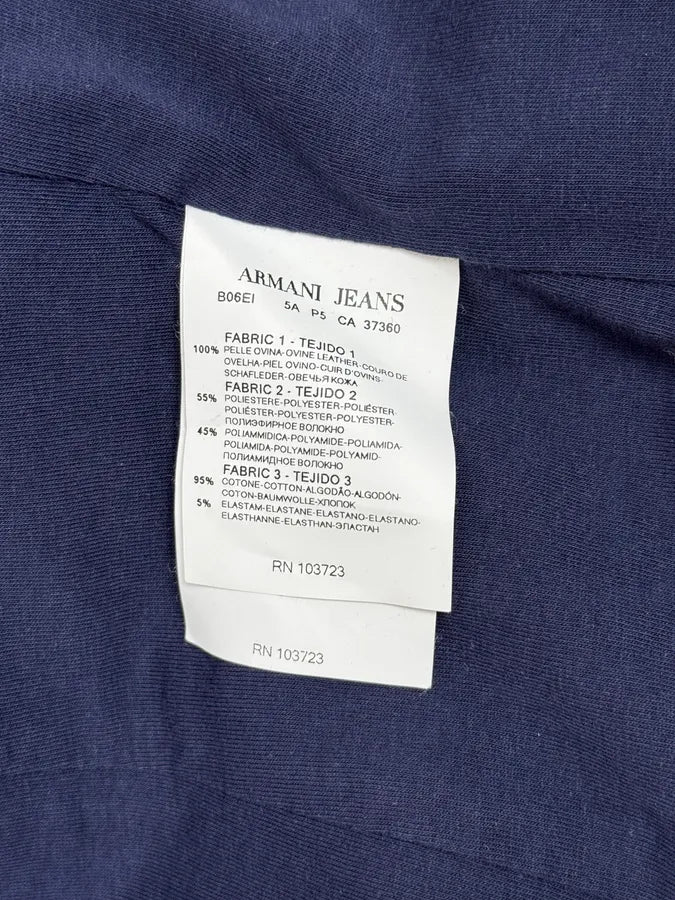 2000s Armani Navy Leather Jacket apWlNyd 11