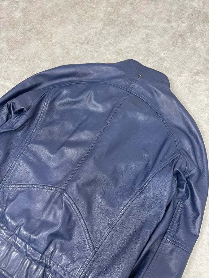 2000s Armani Navy Leather Jacket apWlNyd 5