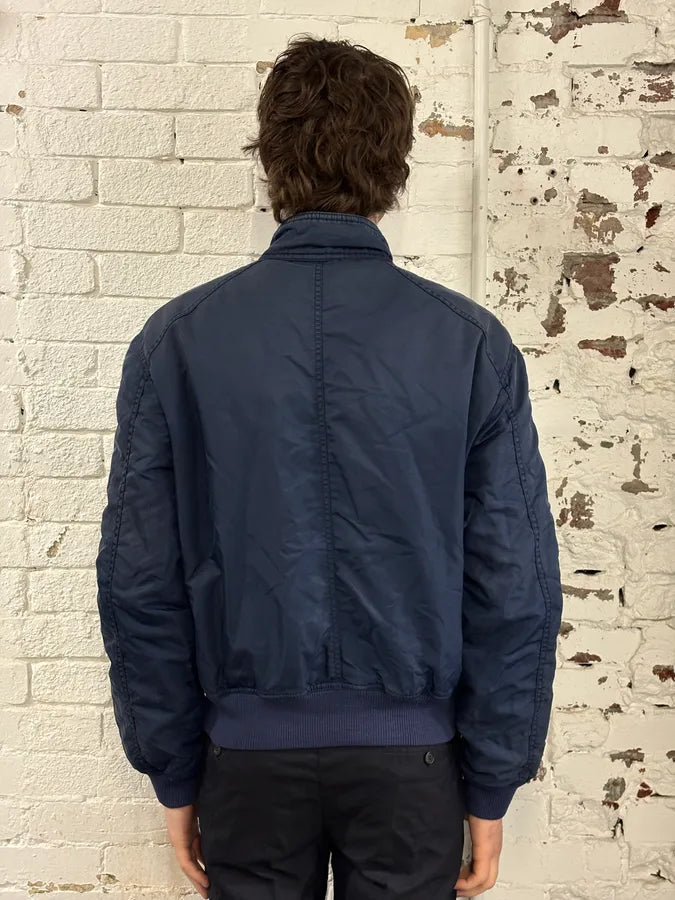 2000s Armani Navy Nylon Cargo Zips Bomber Jacket uinZuEn 2