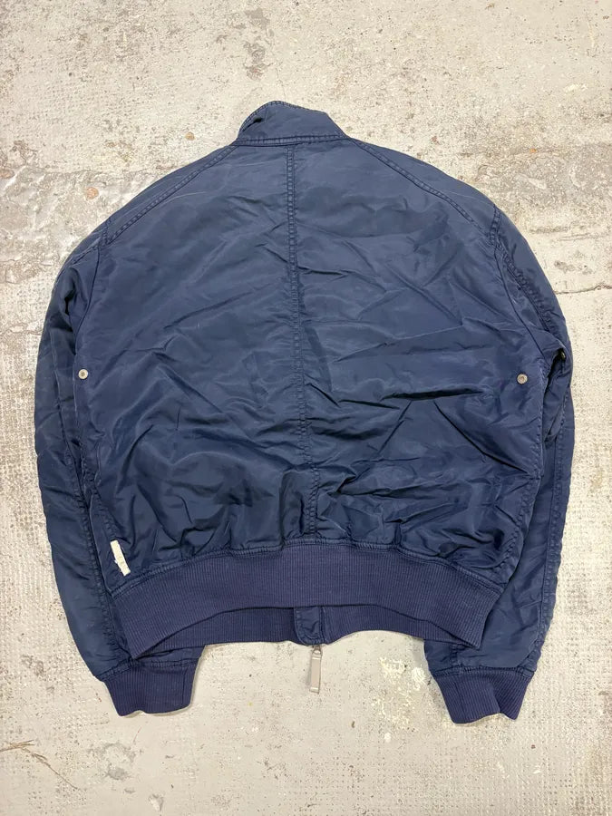 2000s Armani Navy Nylon Cargo Zips Bomber Jacket uinZuEn 5