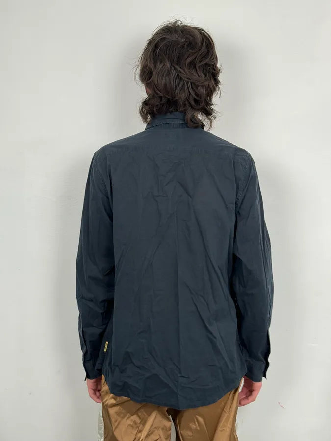 2000s Armani Navy Sun Embroidered Patch Shirt xmKRUGr 2