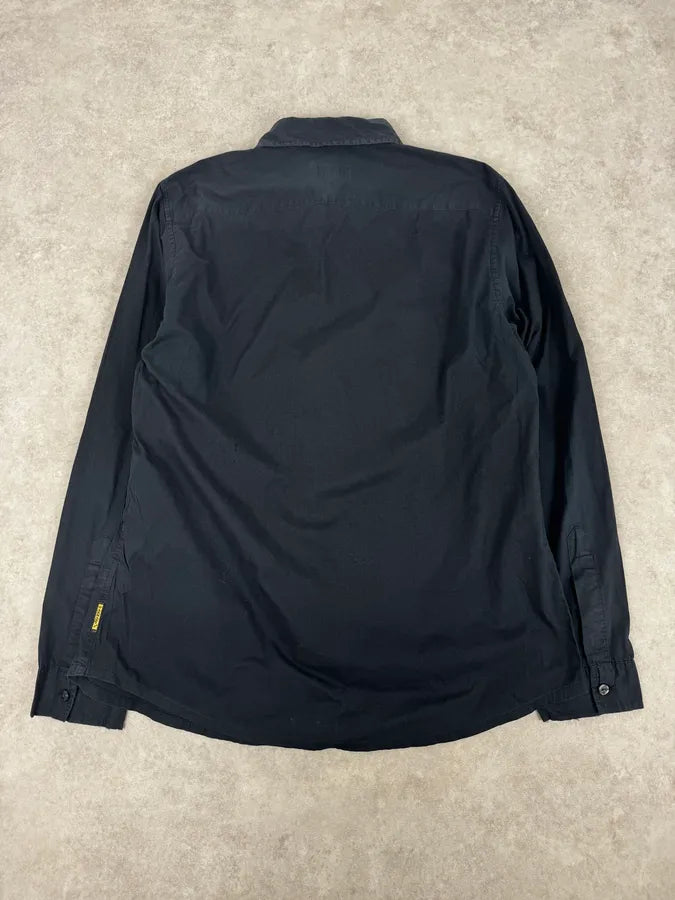 2000s Armani Navy Sun Embroidered Patch Shirt xmKRUGr 3