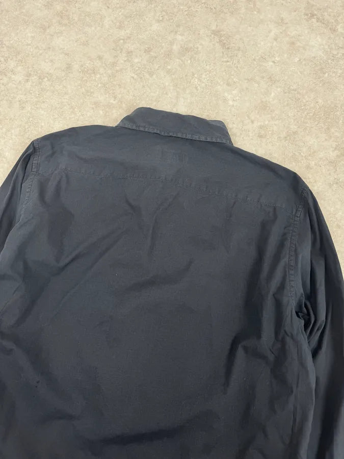 2000s Armani Navy Sun Embroidered Patch Shirt xmKRUGr 5