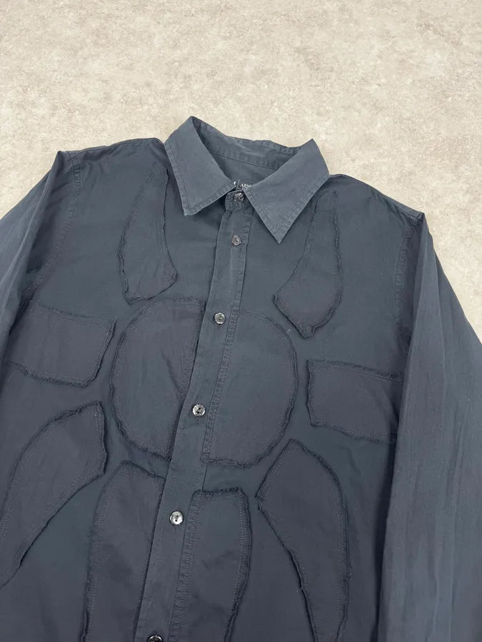 2000s Armani Navy Sun Embroidered Patch Shirt xmKRUGr 4