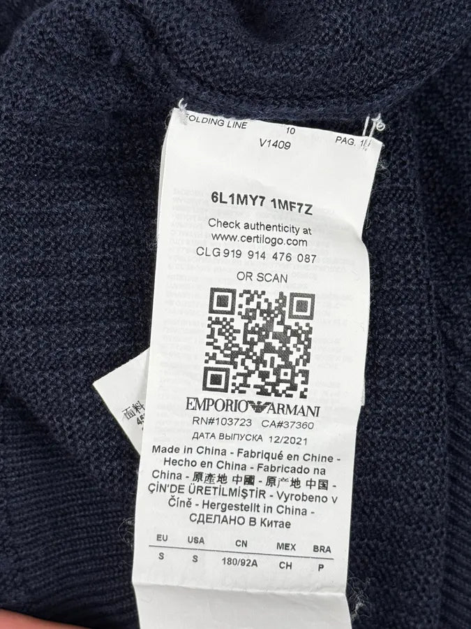 AW2021 Emporio Armani Navy Textured Wool Sweater ZbPqpMq 9