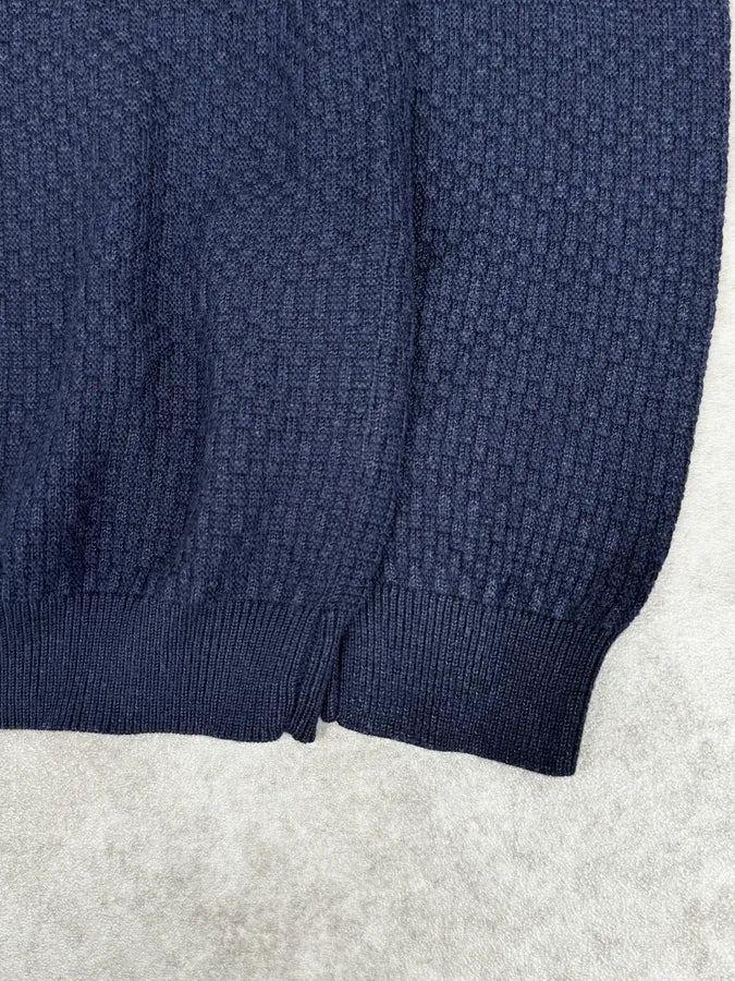 AW2021 Emporio Armani Navy Textured Wool Sweater ZbPqpMq 6