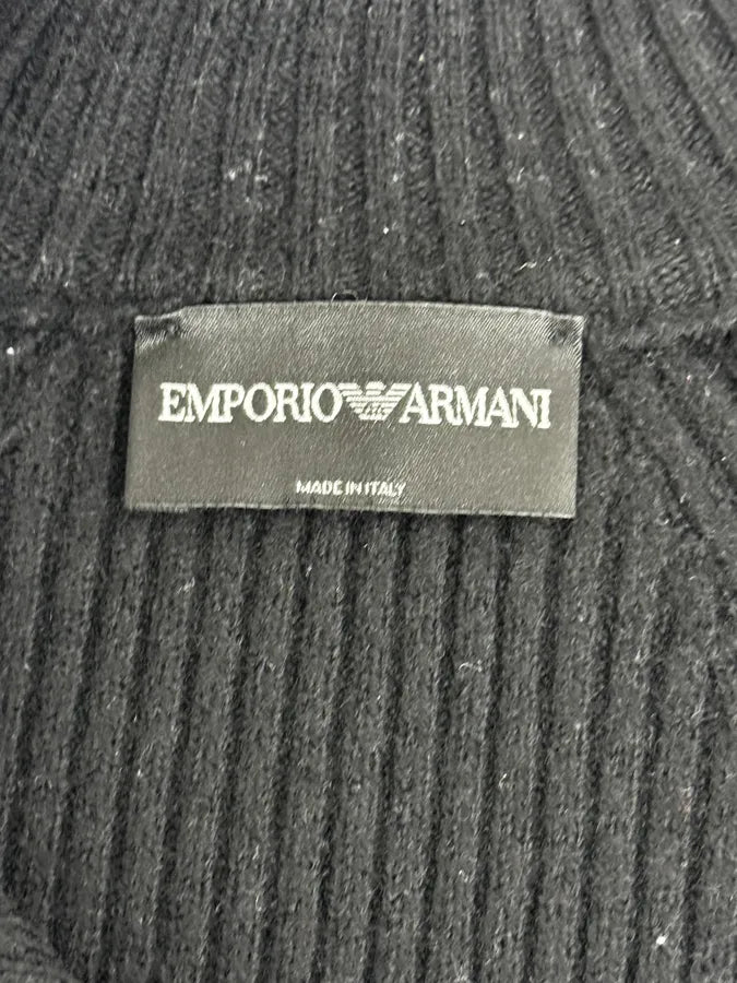 2000s Armani Neck Zip Wool Black Sweater XyiipTU 6