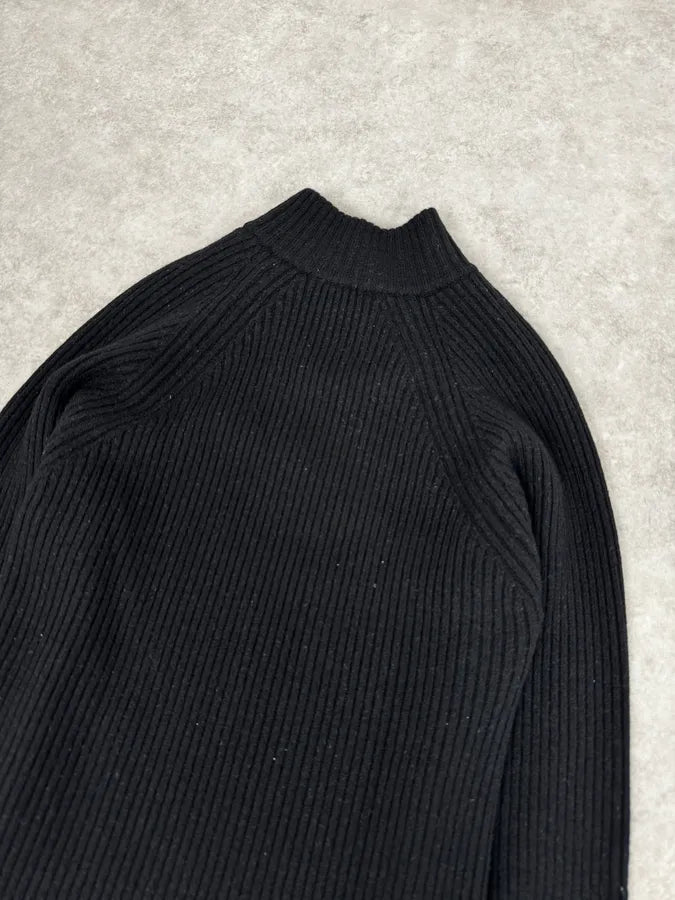 2000s Armani Neck Zip Wool Black Sweater XyiipTU 5