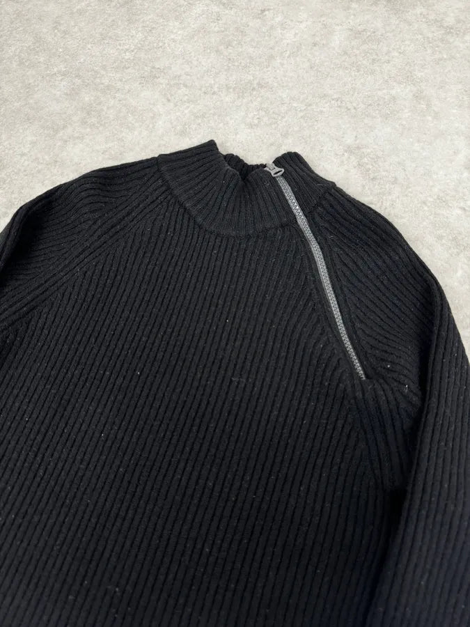 2000s Armani Neck Zip Wool Black Sweater XyiipTU 4