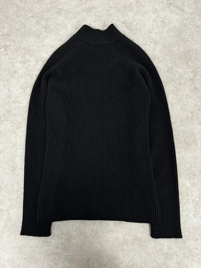 2000s Armani Neck Zip Wool Black Sweater XyiipTU 3