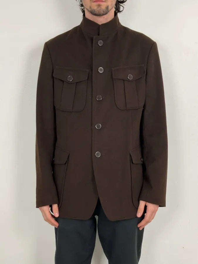 Armani Officer Brown Wool Pocket Jacket uVtxQhu 1