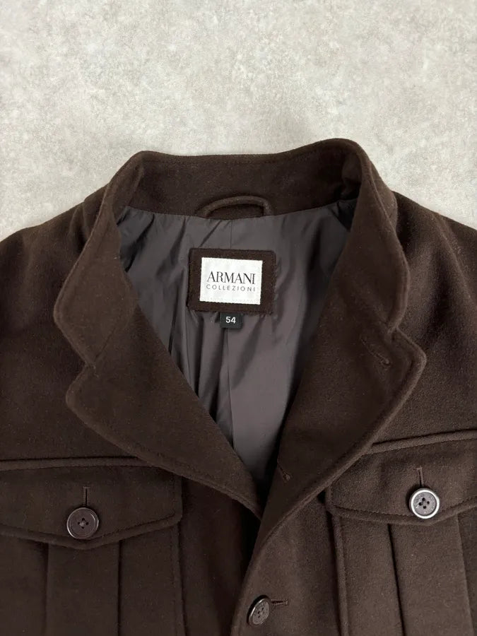 Armani Officer Brown Wool Pocket Jacket uVtxQhu 6