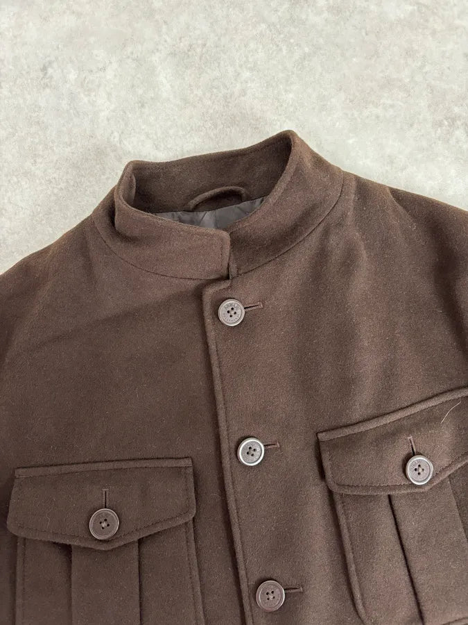 Armani Officer Brown Wool Pocket Jacket uVtxQhu 3