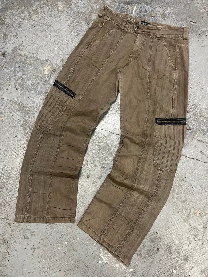 2000s Armani Olive Elevated Cargo Pants (M) TcNKsUx 4
