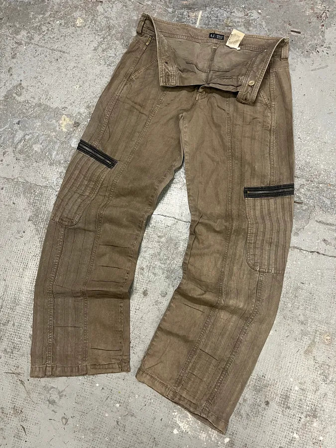 2000s Armani Olive Elevated Cargo Pants (M) TcNKsUx 5
