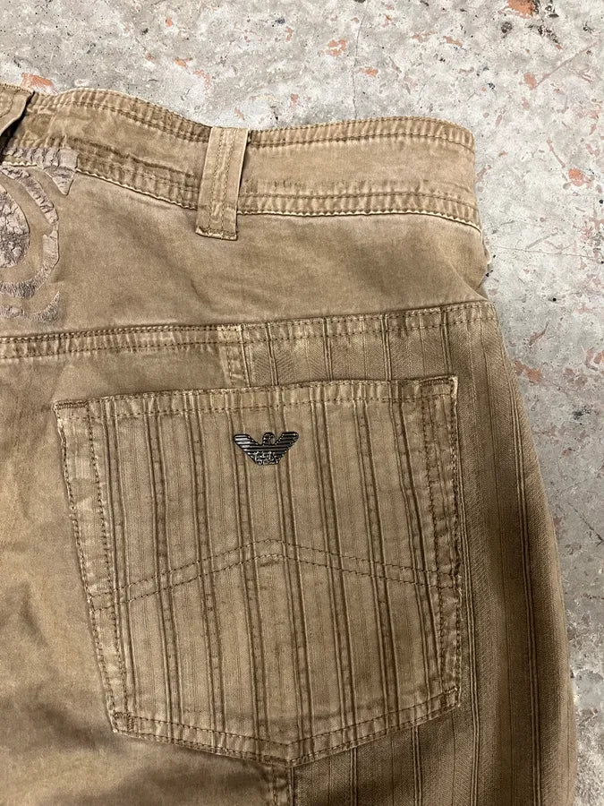 2000s Armani Olive Elevated Cargo Pants (M) TcNKsUx 9