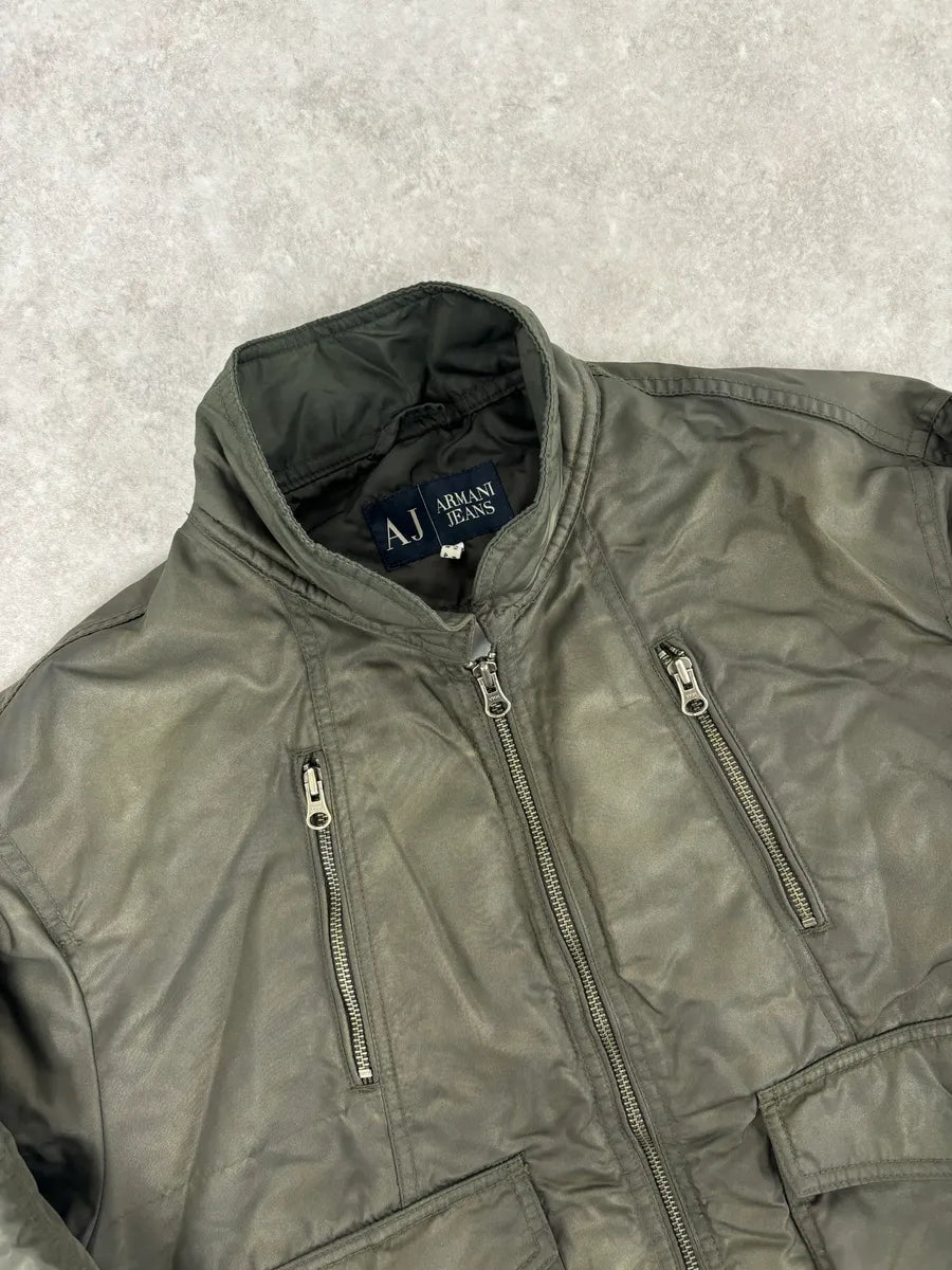 2000s Armani Olive Green Bomber Jacket FajyUjZ 3