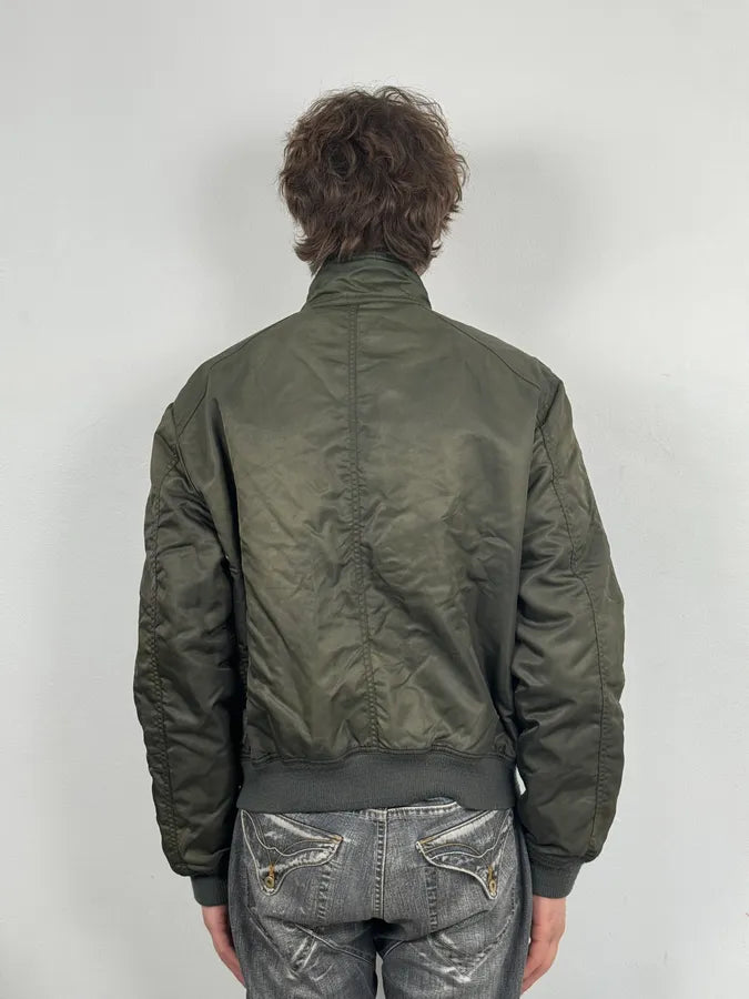 2000s Armani Olive Green Bomber Jacket FajyUjZ 2
