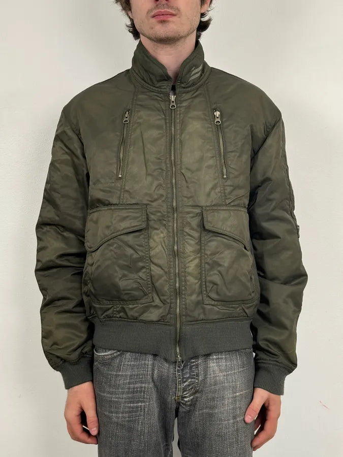 2000s Armani Olive Green Bomber Jacket FajyUjZ 1