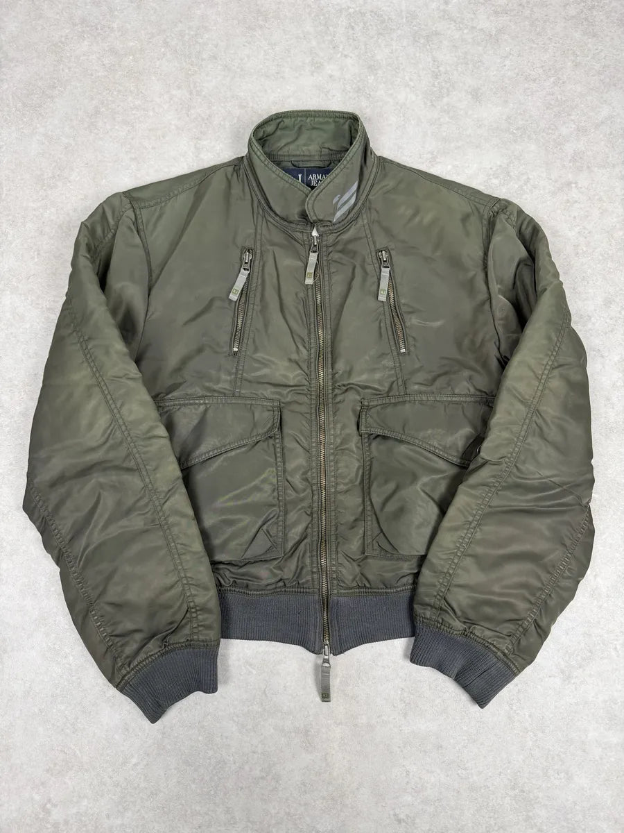 2000s Armani Olive Green Utility Bomber Jacket zMltfey 0