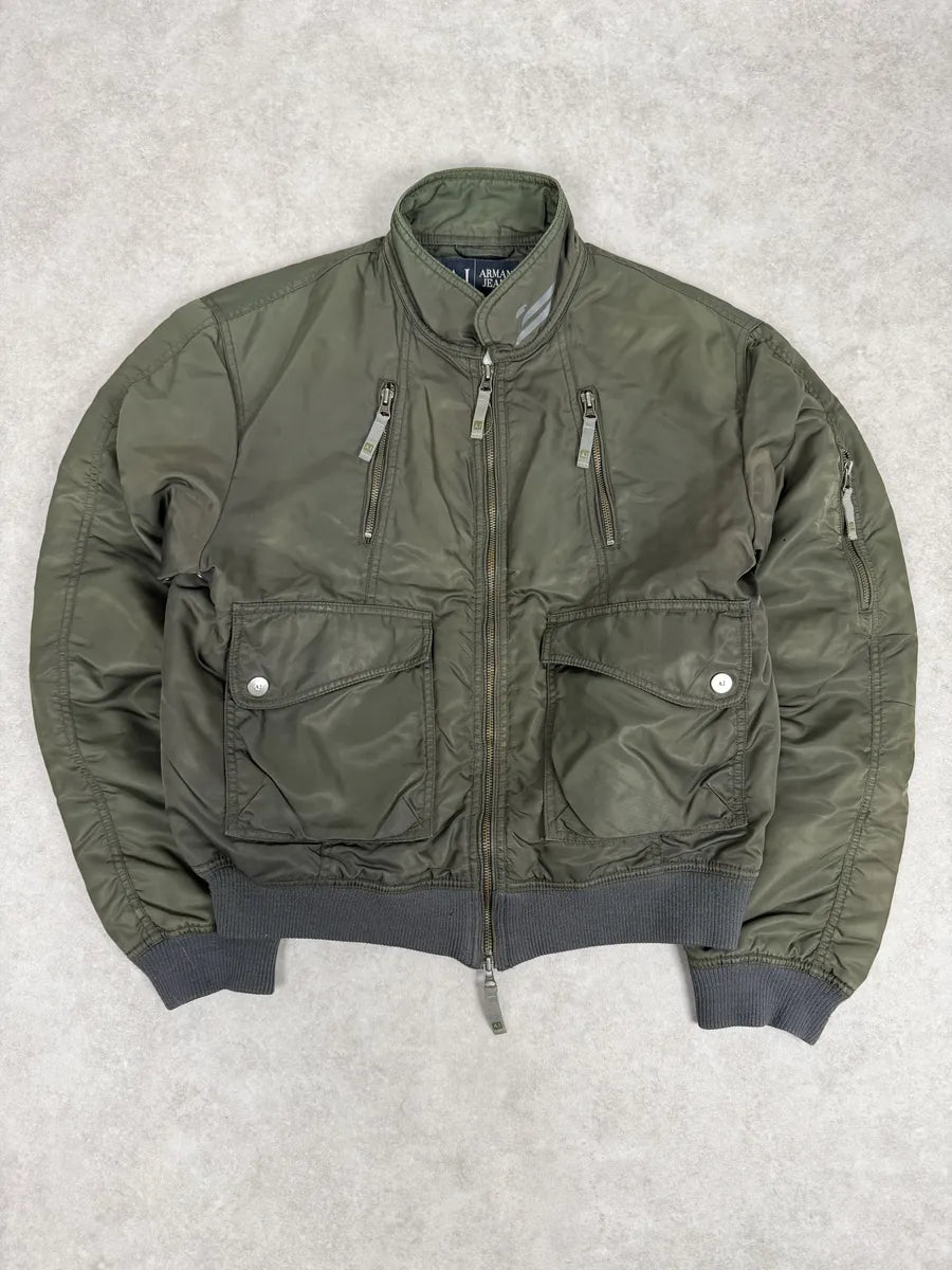 2000s Armani Olive Green Utility Bomber Jacket zMltfey 4