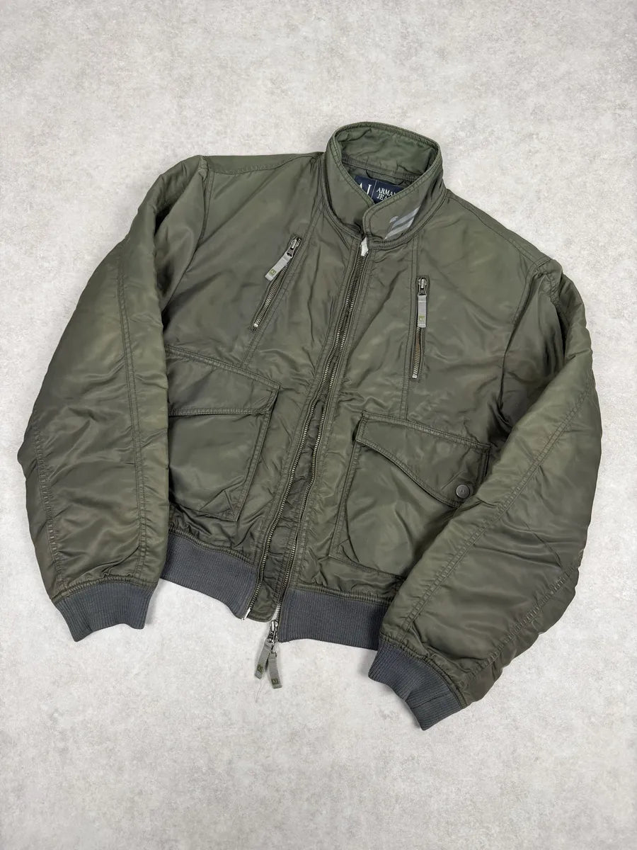 2000s Armani Olive Green Utility Bomber Jacket zMltfey 7
