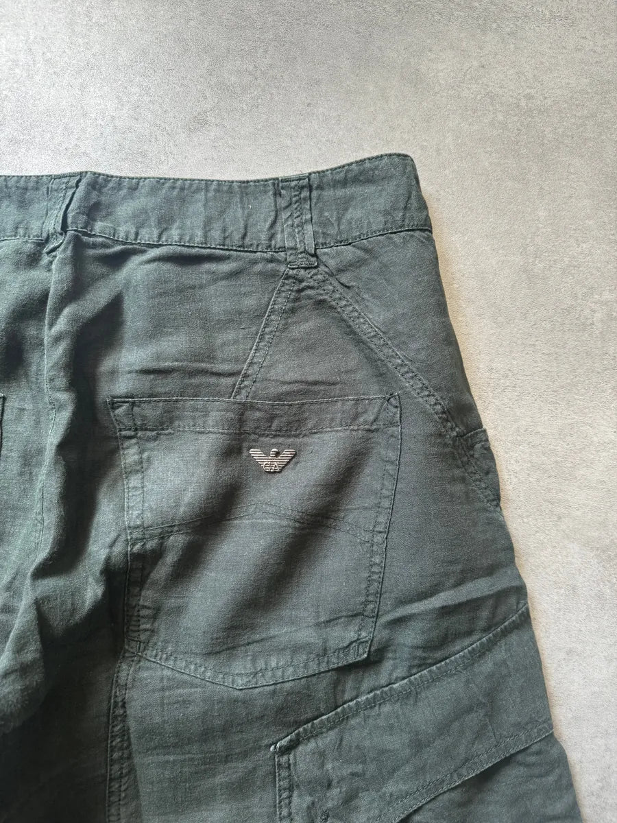 2000s Armani Olive Linen Cozy Cargo Pants (XL) ONxzhGn 6