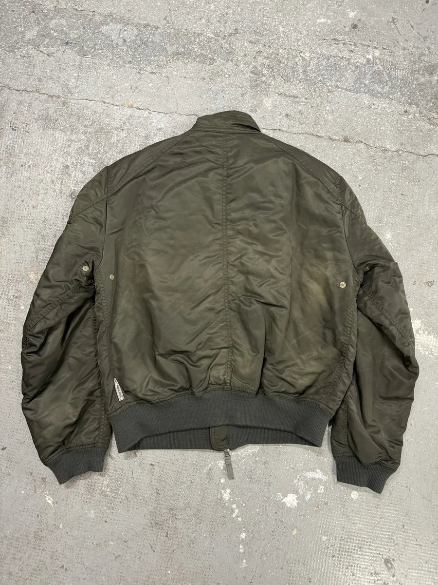 2000s Armani Olive Multi Zip Cozy Bomber Jacket ogULaCf 2