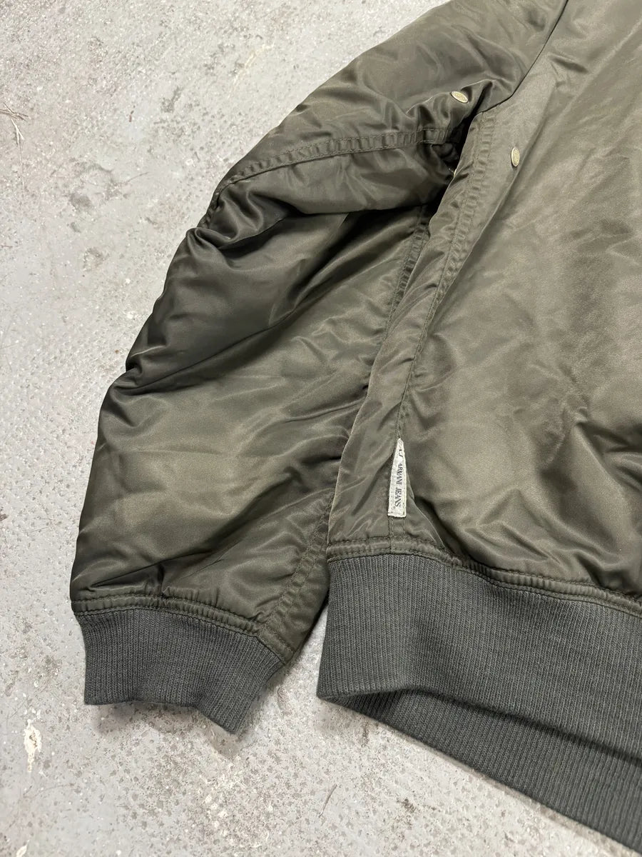 2000s Armani Olive Multi Zip Cozy Bomber Jacket ogULaCf 3